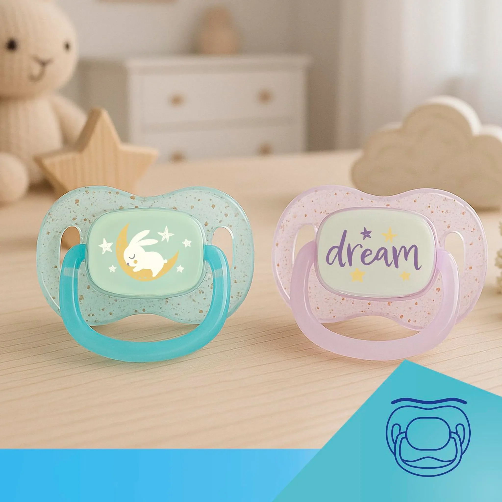 Canpol babies Silikon Schnuller NightGlow Rosa 18 m+ – 2 St.